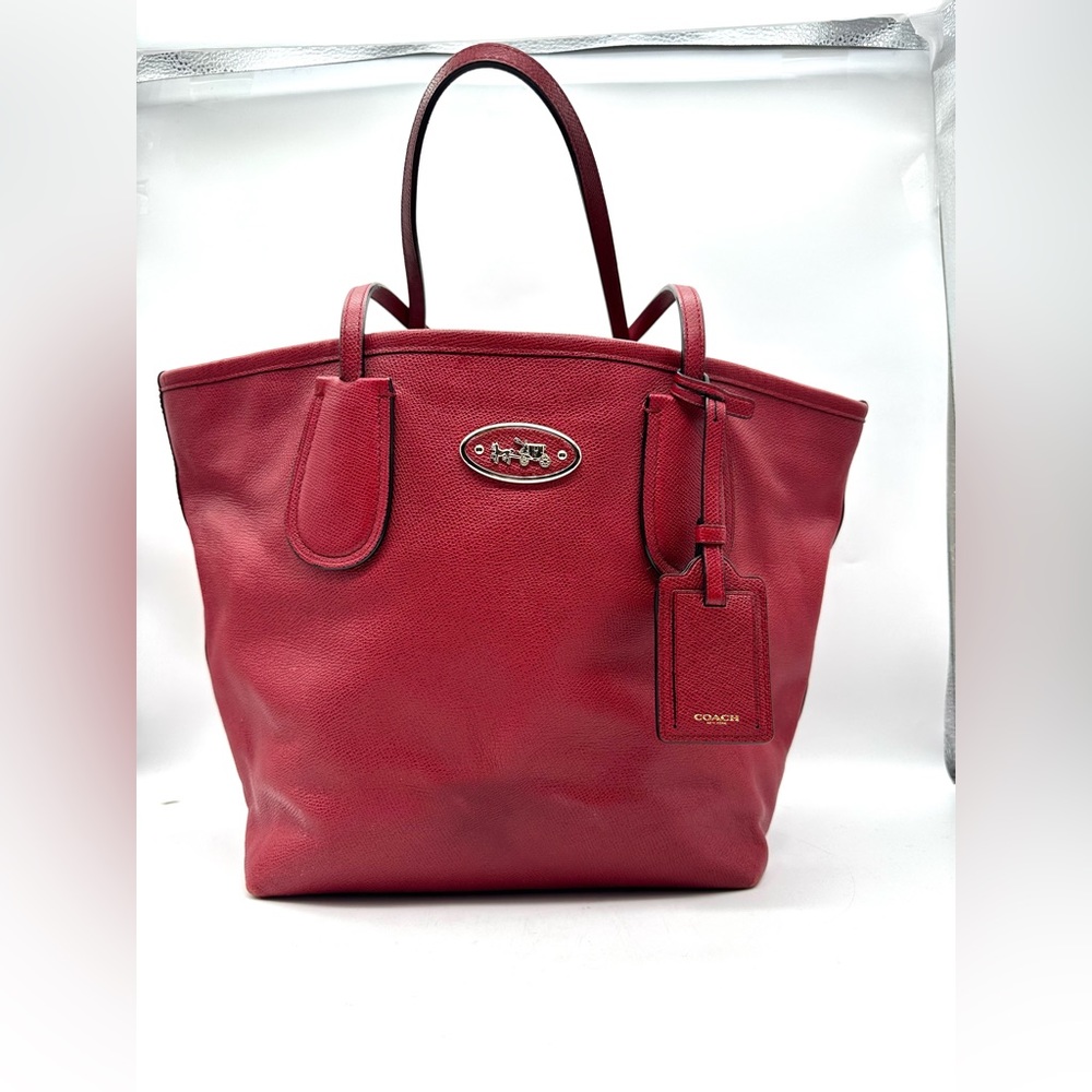 Coach Red Leather Tote Bag